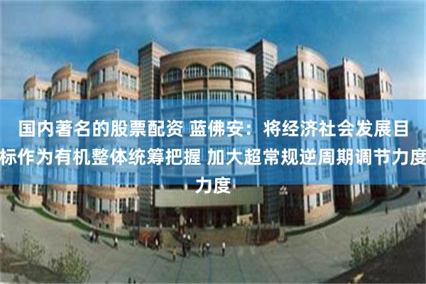 国内著名的股票配资 蓝佛安：将经济社会发展目标作为有机整体统筹把握 加大超常规逆周期调节力度