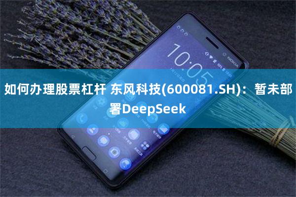 如何办理股票杠杆 东风科技(600081.SH)：暂未部署DeepSeek