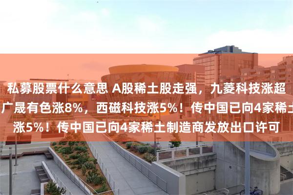 私募股票什么意思 A股稀土股走强，九菱科技涨超10%，大地熊涨9%，广晟有色涨8%，西磁科技涨5%！传中国已向4家稀土制造商发放出口许可